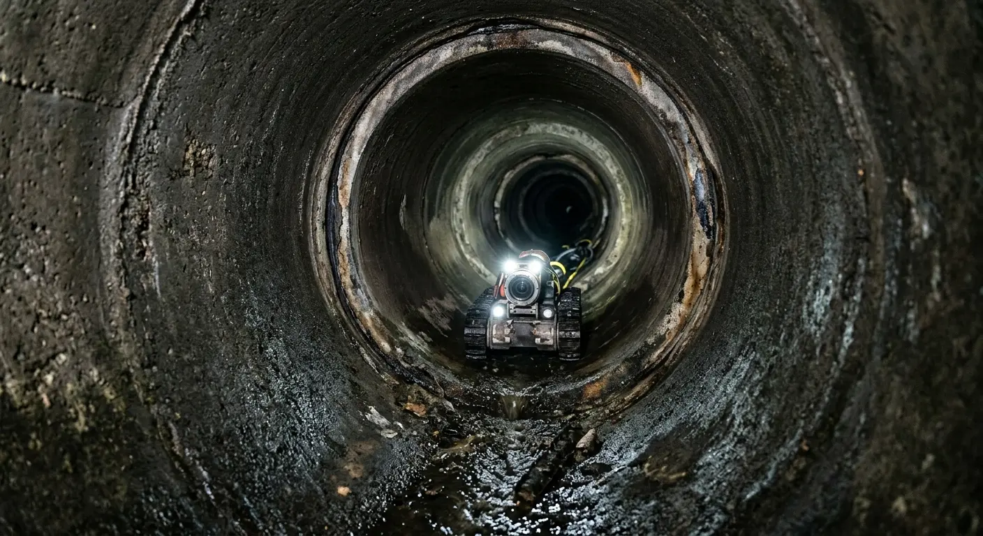 Robotic sewer camera inspecting pipe interior for Sewer Line Repair in Camas